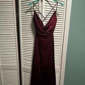 Charmeuse Cowl Bridesmaid Dress with Lace-up Back